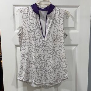 Purple and White Women's Golf top
